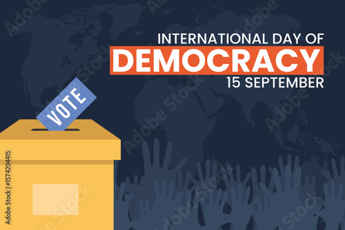 International Day of Democracy on 15 September. Democracy day celebration banner. Vector
