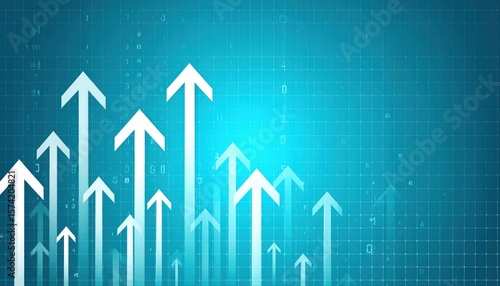 Wallpaper Mural ascending arrows on futuristic blue grid background symbolizing progress, innovation, and data-driven growth in technology Torontodigital.ca