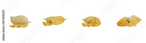 nam dok mai mango slices on transparent background