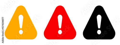 Warning danger icon. Exclamation marks. Caution alarm set. Attention caution sign warning symbol icon set.