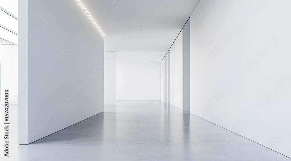 Fototapeta premium Empty white hallway, modern design