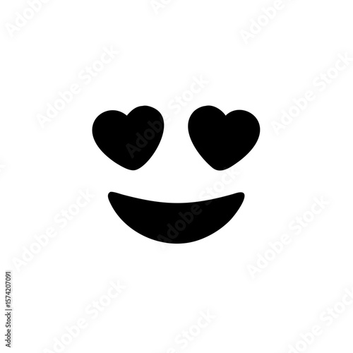 Heart Eyes Black Silhouette Emoji Vector – Love Reaction Icon