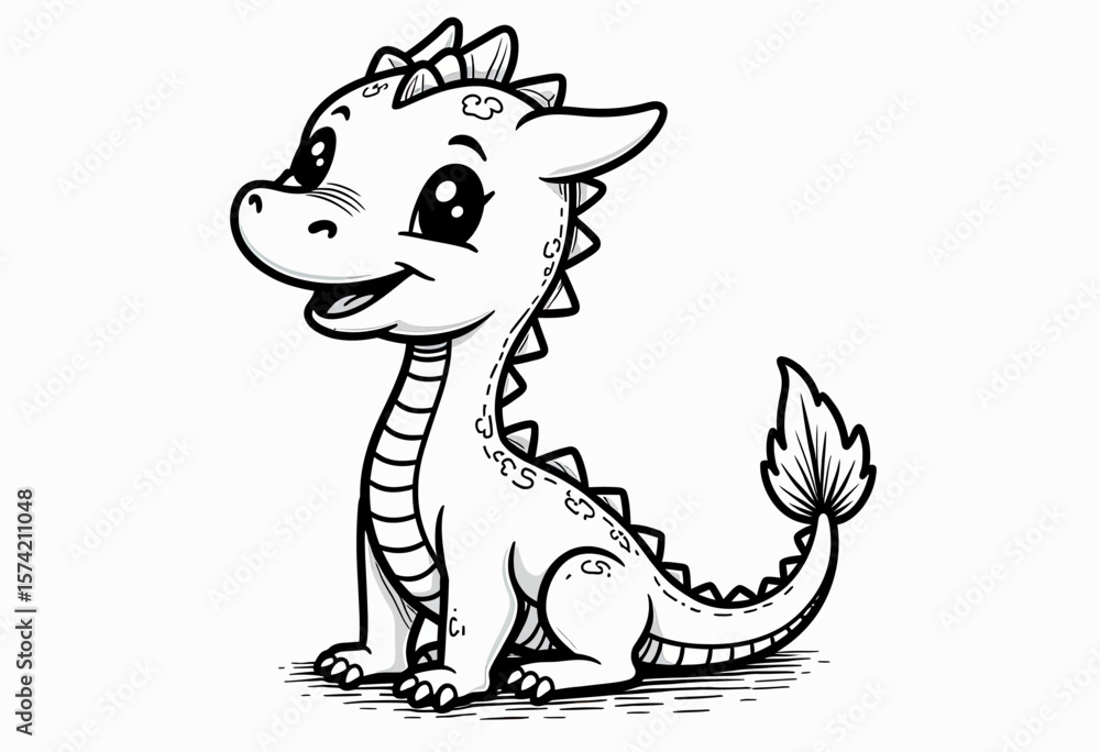 Fototapeta premium Adorable Kawaii Baby Dragon Clipart for Enchanting Designs, Perfect for Kids' Crafts, Fantasy Art, and Magical Themed Projects Offering Whimsical Charm and Creative Fun.
