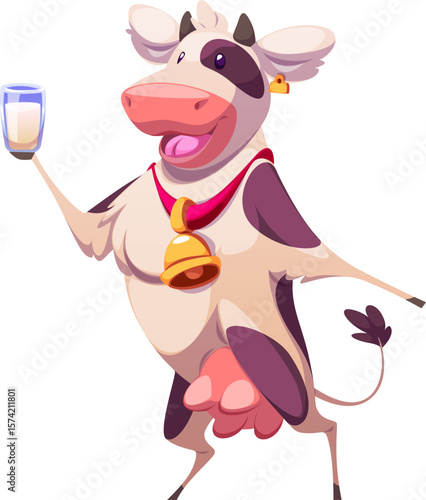 Cow Mascot with Milk