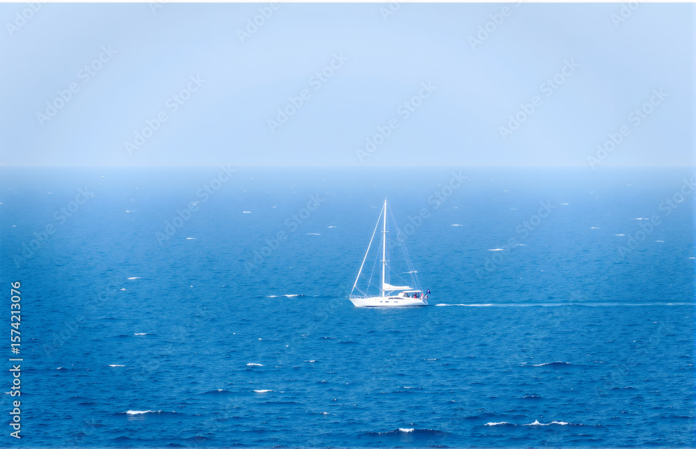 Fototapeta premium White Sailboat on the Sea
