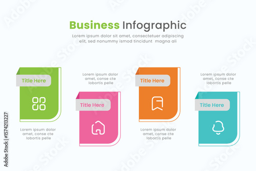 Minimal business infographic design template. 4 Step timeline journey, vector illustration.