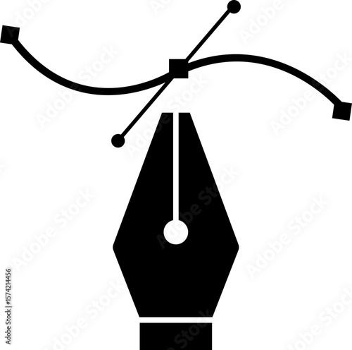 Pen tool cursor. Vector computer graphics. Logo for designer or illustrator. Design icon. The curve control points illustration. Flat fountain symbol for infographics, website, mobile app and ui.