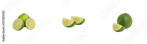 limes isolated on transparent background.