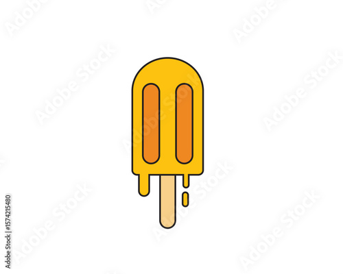 A minimal and modern illustration of a melting orange popsicle on a stick, featuring clean lines and bright colors, perfect for summer designs, food graphics, refreshing concepts.

