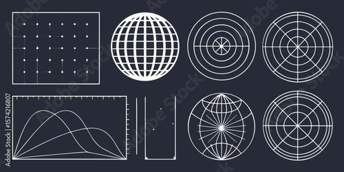 Scientific diagrams and globes graphs charts