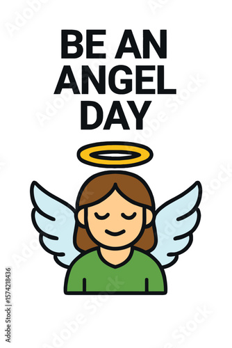 be an angel day vector, kindness day graphic, angel wings illustration, acts of kindness icon, angel symbol vector, spreading kindness design, be an angel graphic, 