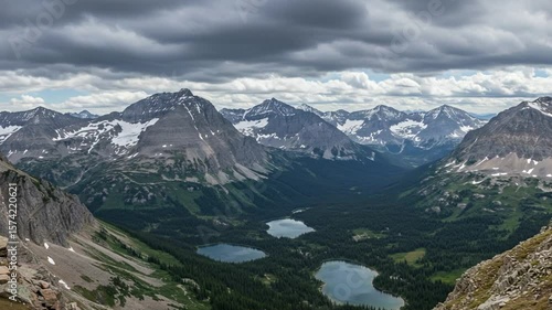 Wallpaper Mural Scenic Mountain Valley with Lakes Under Dramatic Clouds Torontodigital.ca