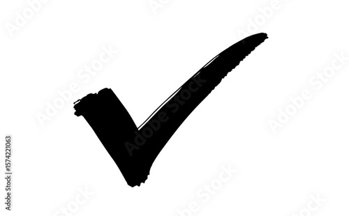 Black check mark icon, hand-drawn, as if painted with a brush