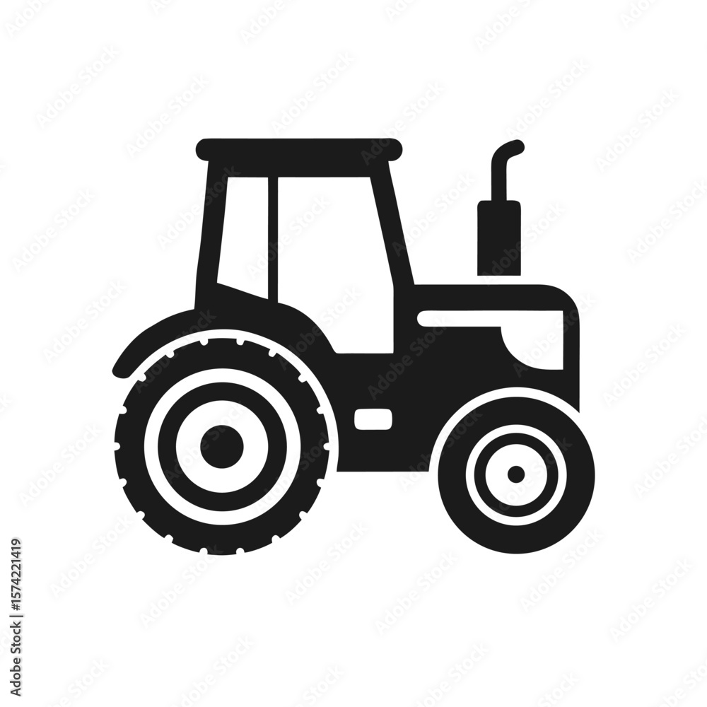silhouette icon of tractor isolated on white background silhouette icon of tractor isolated on white background