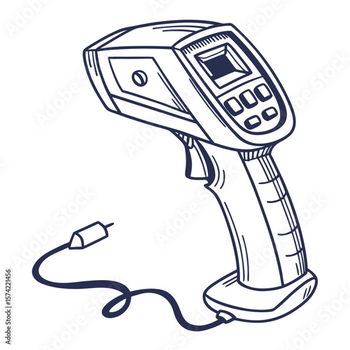 Handheld infrared thermometer with cord device technology