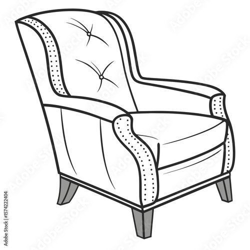 Tufted armchair with studded arms furniture upholstery
