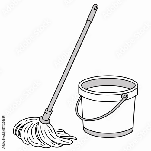 Mop and bucket cleaning supplies household hygiene