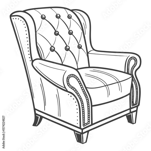 Tufted wingback armchair with decorative trim upholstered furniture