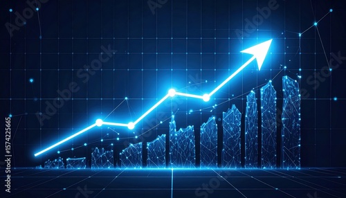 Wallpaper Mural Abstract Glowing Blue Growth Chart Torontodigital.ca