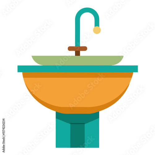 Modern washbasin with faucet and bowl sink plumbing