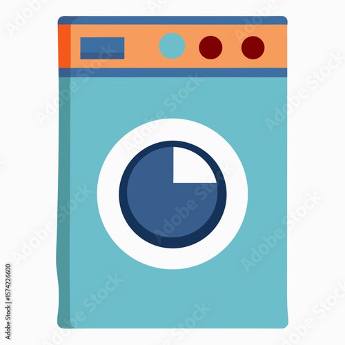 Teal washing machine with orange top and blue dial appliance laundry