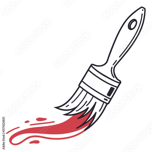 Paintbrush with red paint stroke vector