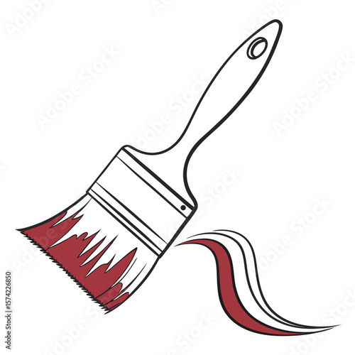 Paintbrush with red paint stroke vector