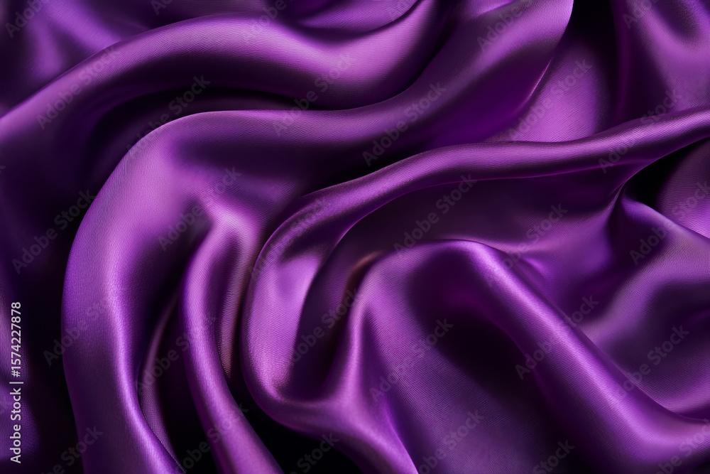 Fototapeta premium Luxurious flowing purple silk fabric with elegant smooth texture and rich shiny surface creating a glamorous and sensual background