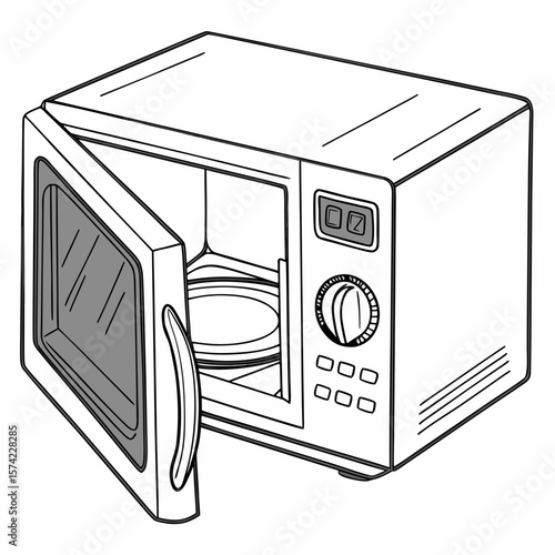 White microwave oven with open door kitchen appliance