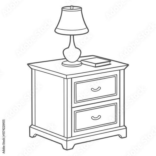 White nightstand with lamp and book furniture bedroom