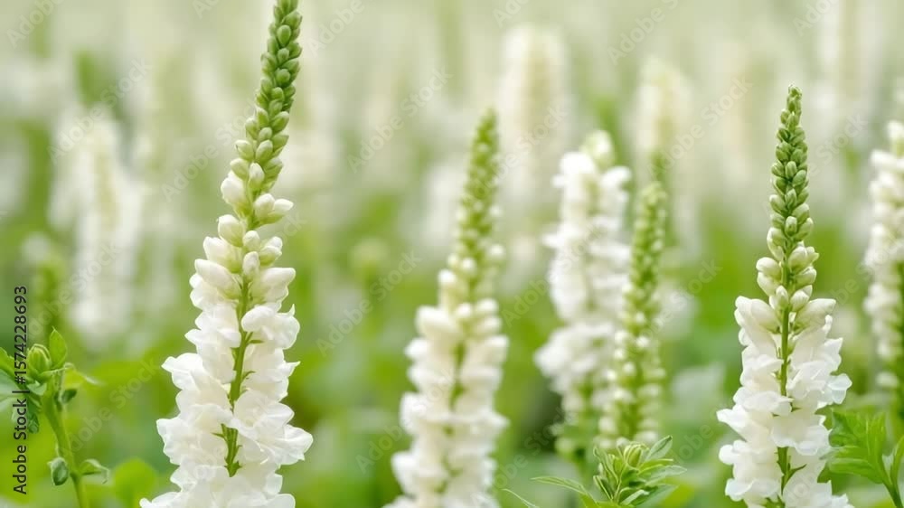 White snapdragon flowers blooming in a vibrant garden bed, showcasing the beauty of nature White snapdragon flowers blooming in a vibrant garden bed, showcasing the beauty of nature