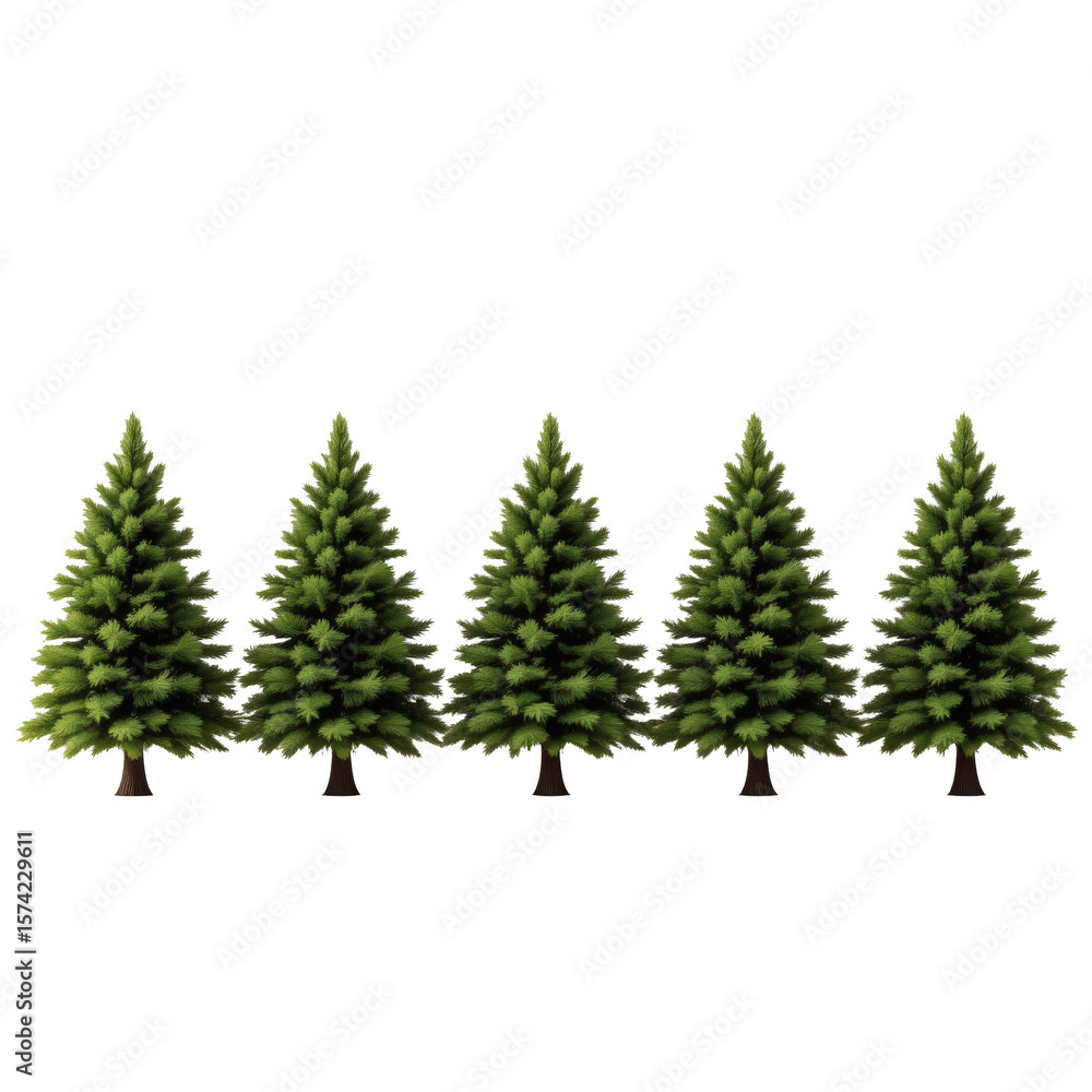 Obraz premium Lush Green Pine Trees in a Natural Forest Setting Perfect for Holiday Decorations and Scenes
