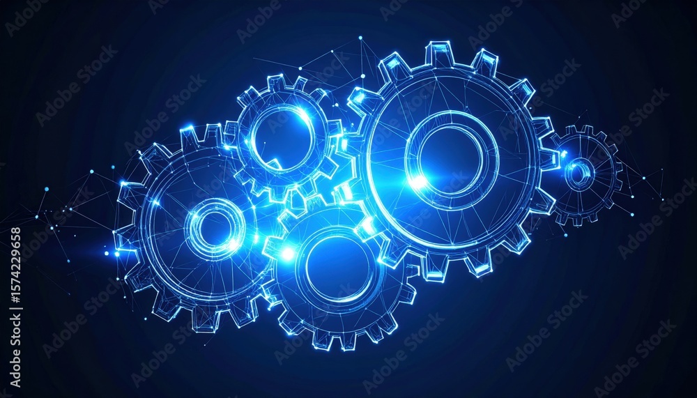 Obraz premium Abstract Glowing Gears On Dark Background