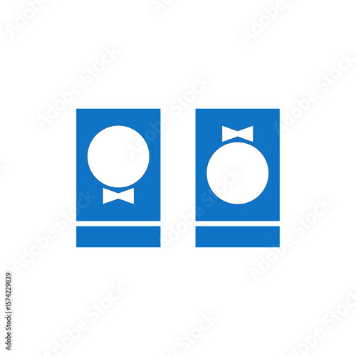 Restroom icon flat set Woman, man public toilet vector for apps or web female and male hygiene washrooms symbol ladies and gentlemen WC toilet bathroom UI icon doorplate isolated on transparent