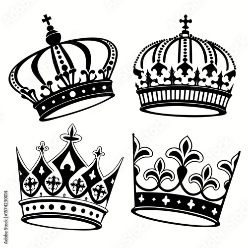Royal crowns ornate emblems regal symbols monarchy