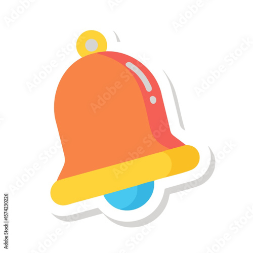 Illustration of a golden bell safety icon with a hard hat design