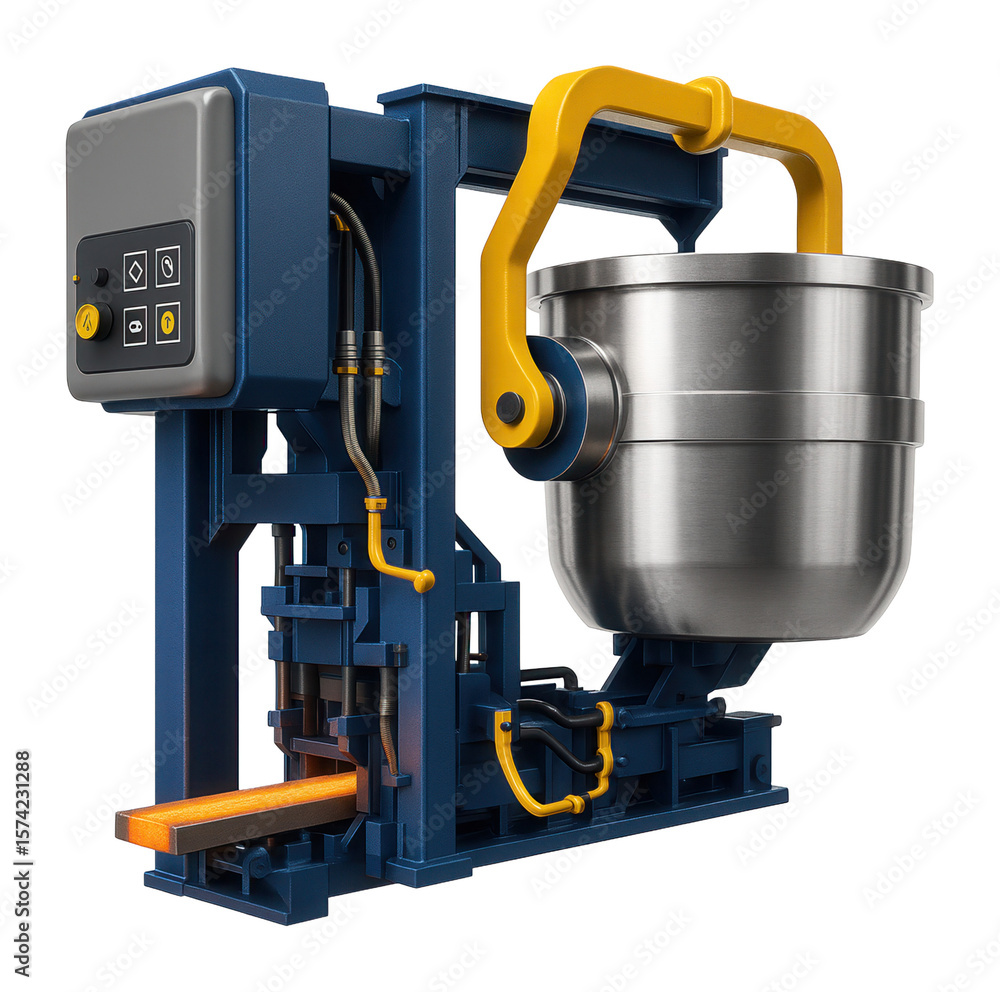 Fototapeta premium Continuous casting machine with a high-capacity ladle furnace for refining molten steel before casting in a metallurgical plant