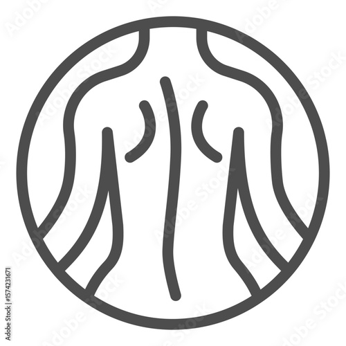 Back skin of woman line icon, spa massage concept. Vector graphics. Woman figure, skin therapy bubble sign on white background, outline style icon for mobile or web design.