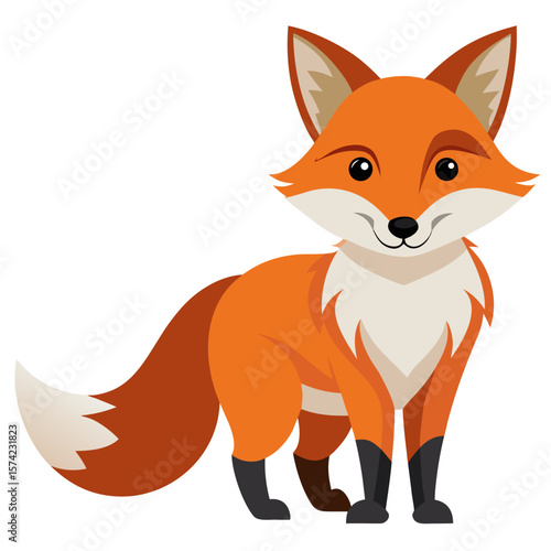 Cute orange fox with bushy tail and white chest animal wildlife