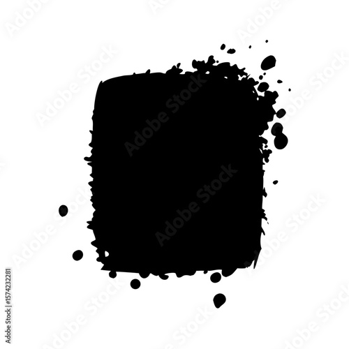 Grunge ink blot with rounded rectangle frame splash splatter