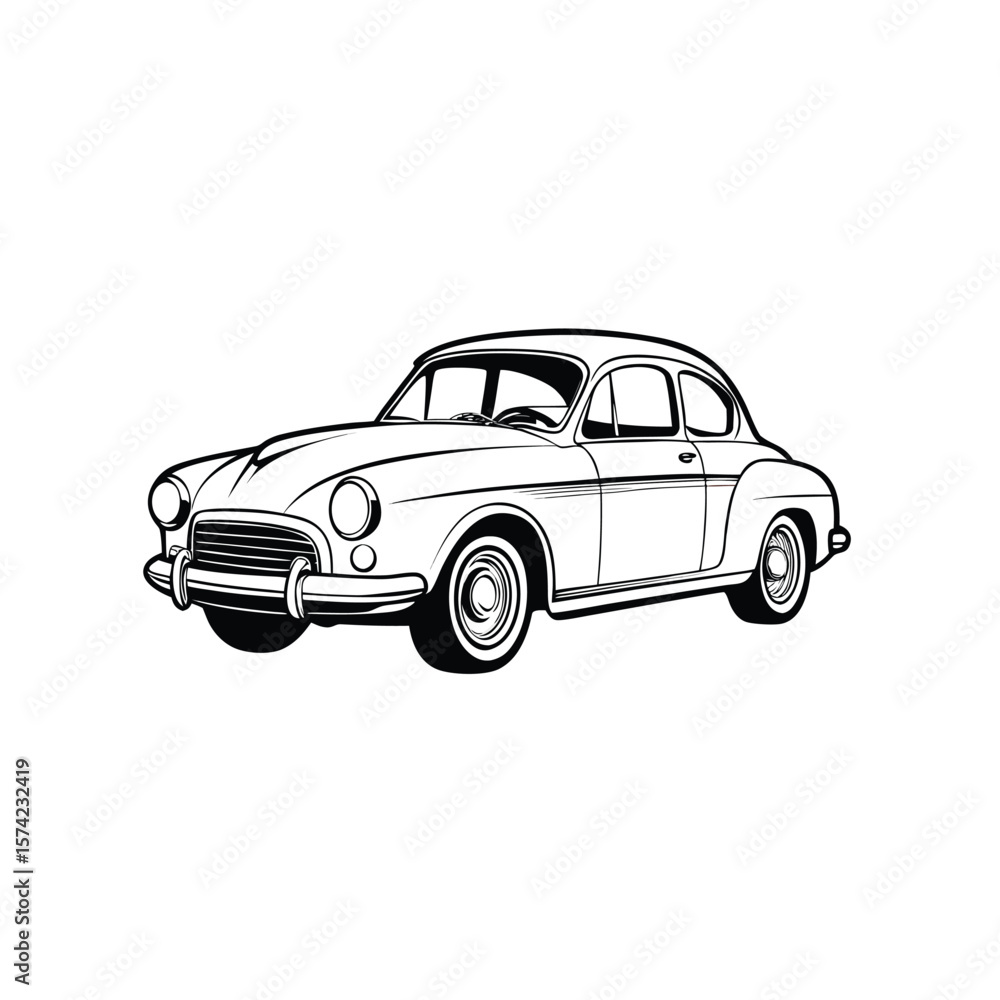 Fototapeta premium Retro Automobile Outline – Classic Vehicle Vector