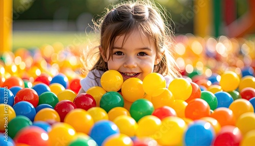 Child playing in a ball pit