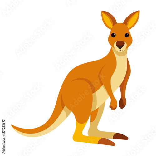 Cartoon Kangaroo Standing On White Background marsupial animal