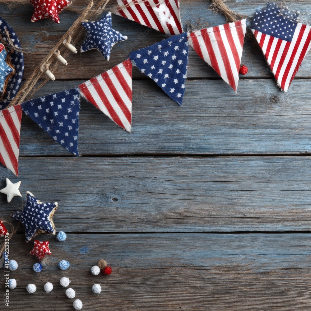Fototapeta premium Red, White, and Blue Decorative Bunting for Festive Celebrations