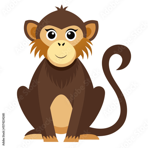 Cute cartoon monkey sitting animal