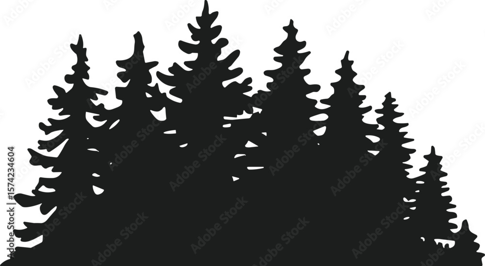 Obraz premium Pine Tree Forest Silhouette Vector Illustration