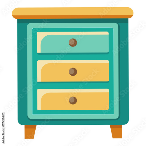 Teal and yellow nightstand with three drawers furniture bedroom