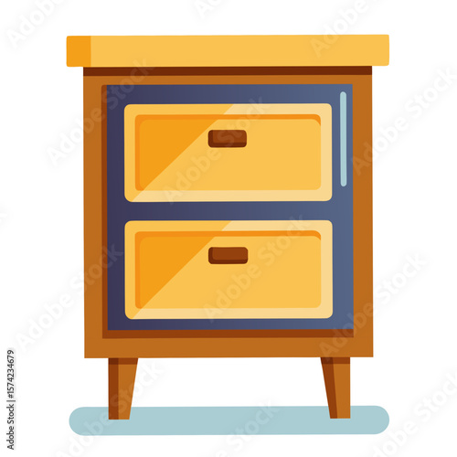 Yellow and brown nightstand with two drawers furniture bedroom