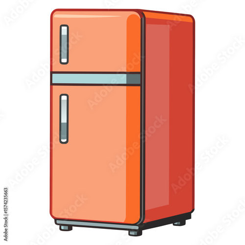 Retro orange refrigerator with light blue accents vintage kitchen appliance