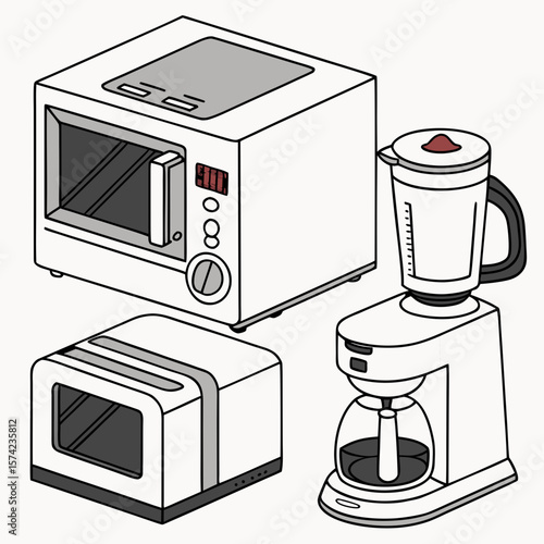 White kitchen appliances with grey accents microwave toaster